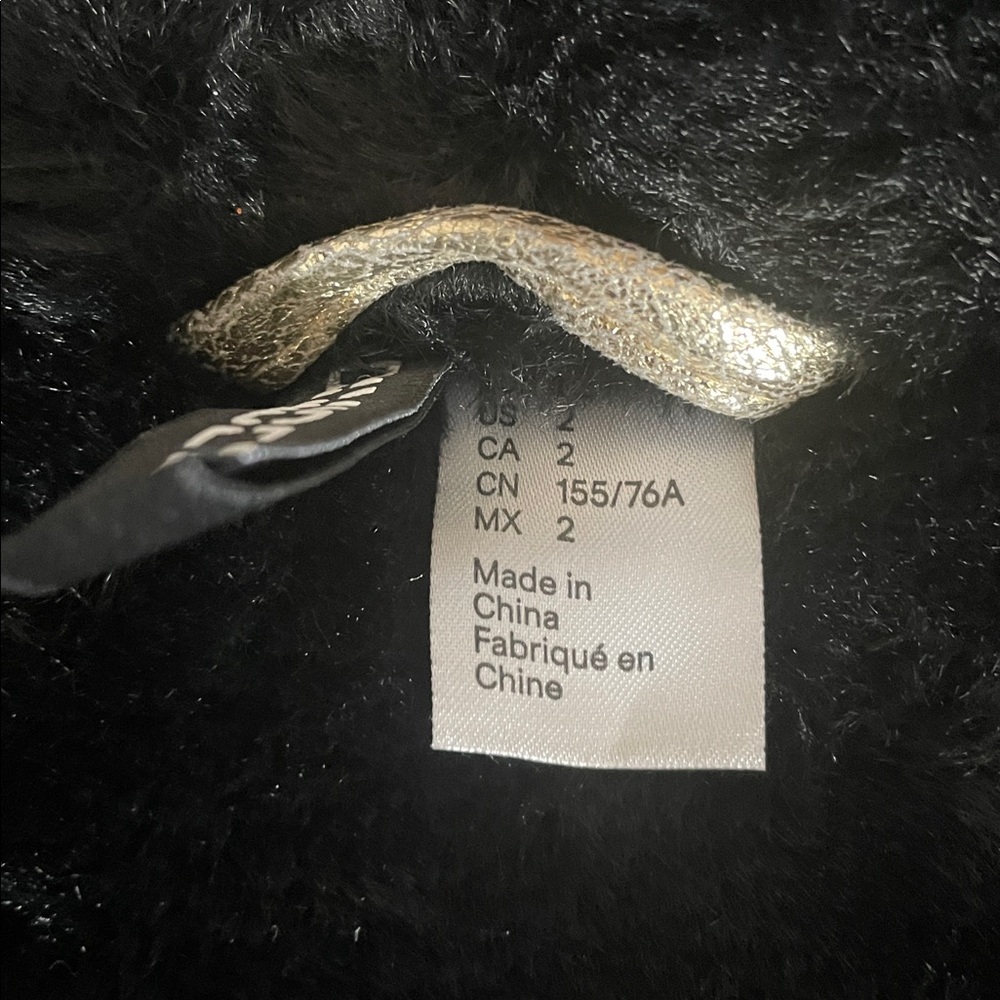 Divided H&M Jacket Gold Crackled Faux Fur Trim Matrix Motorcycle Coat Sz 2 - Picture 6 of 8